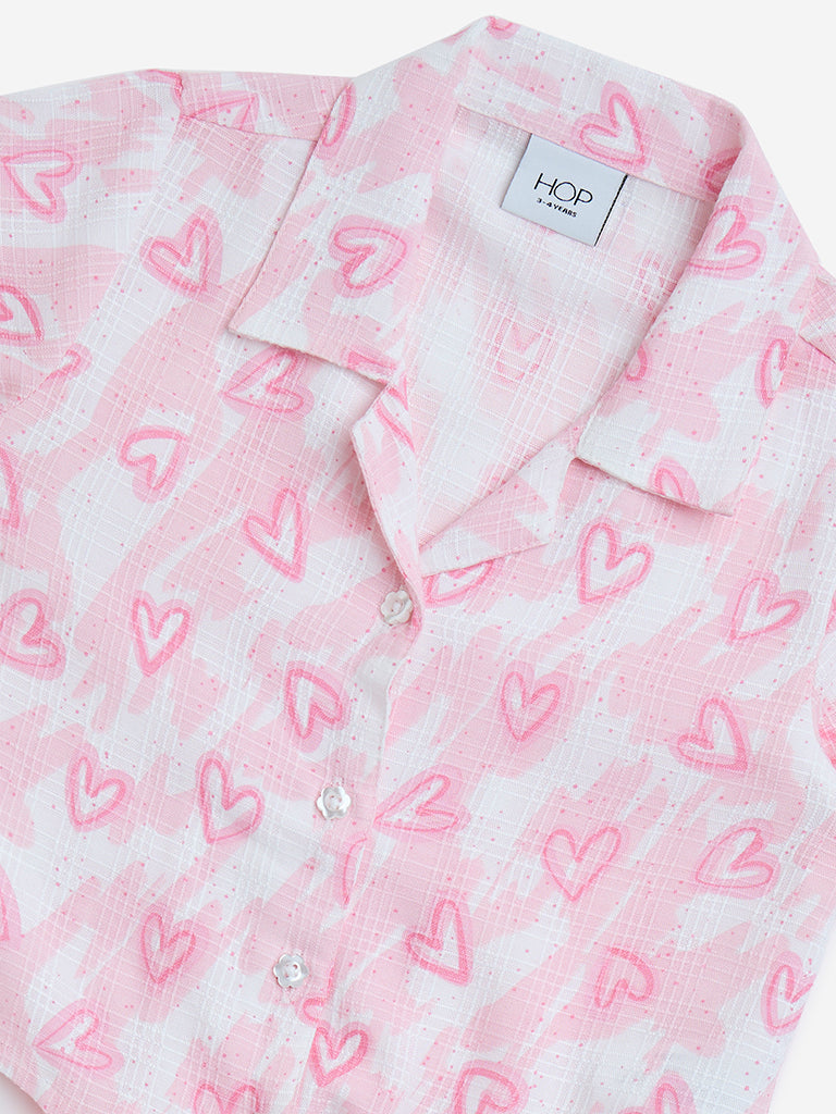 HOP Kids Pink Heart Printed Shirt