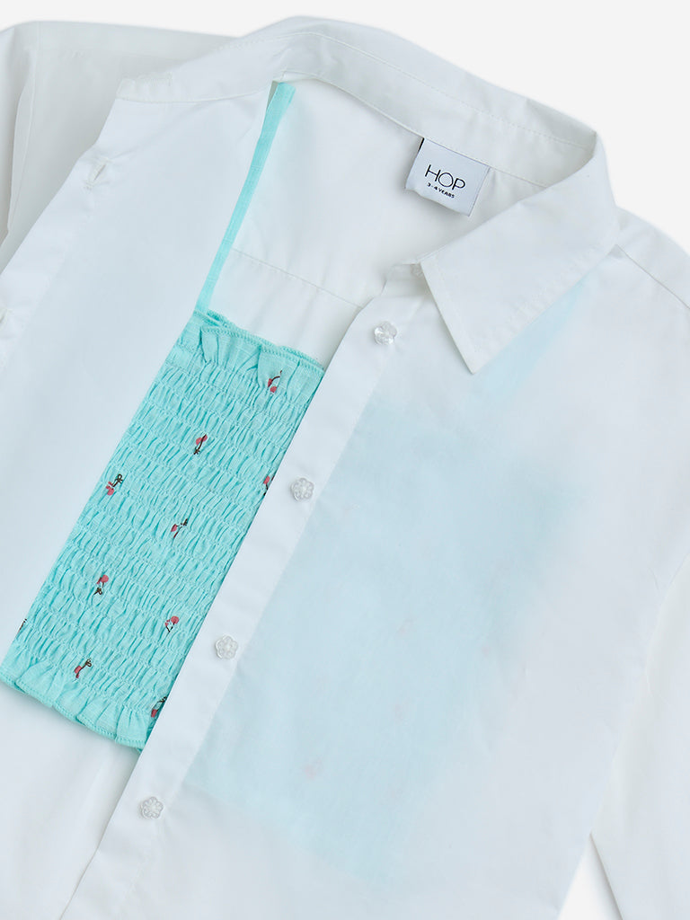 HOP Kids White Cotton Shirt with Inner Top