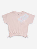 HOP Kids Blush Pink Floral Applique Cotton Top