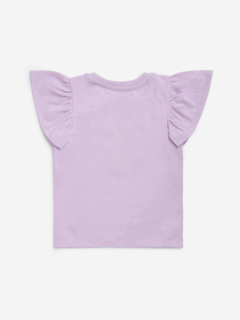 HOP Kids Lilac Sequin Floral Detailed Cotton Top
