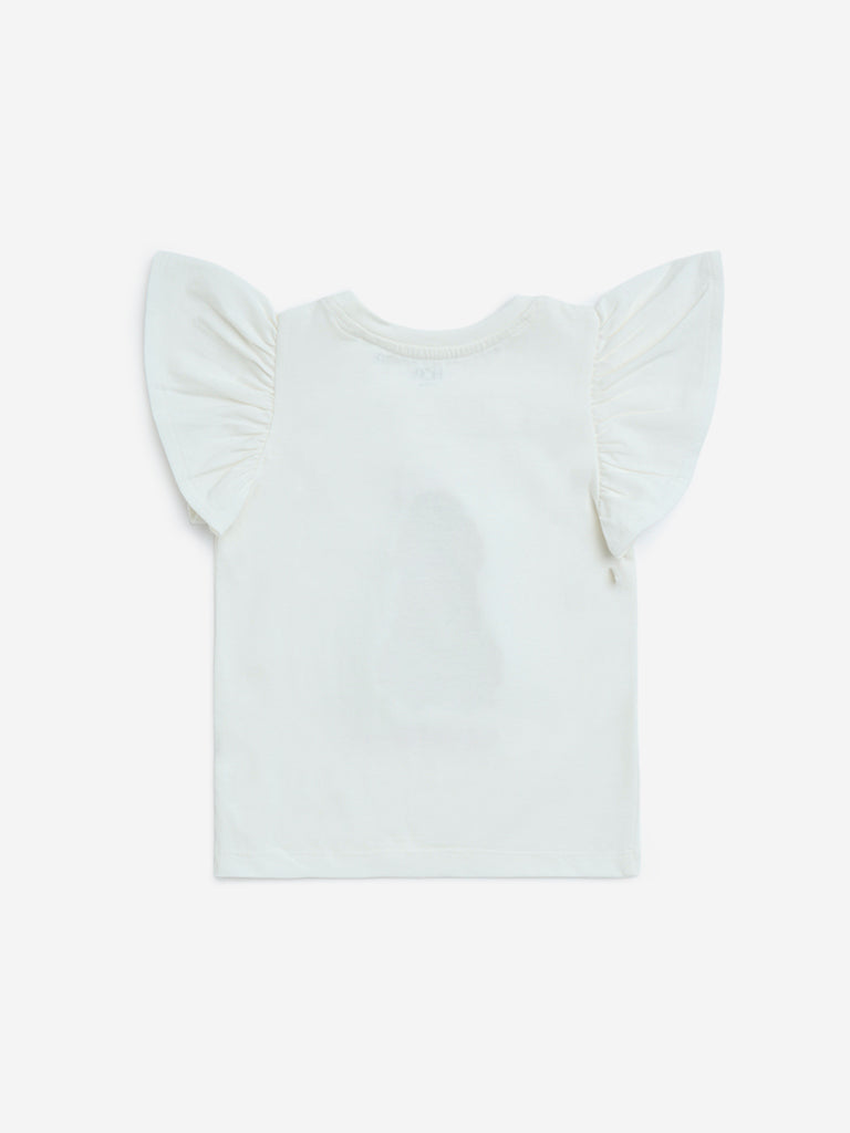HOP Kids White Animal Applique Cotton Top