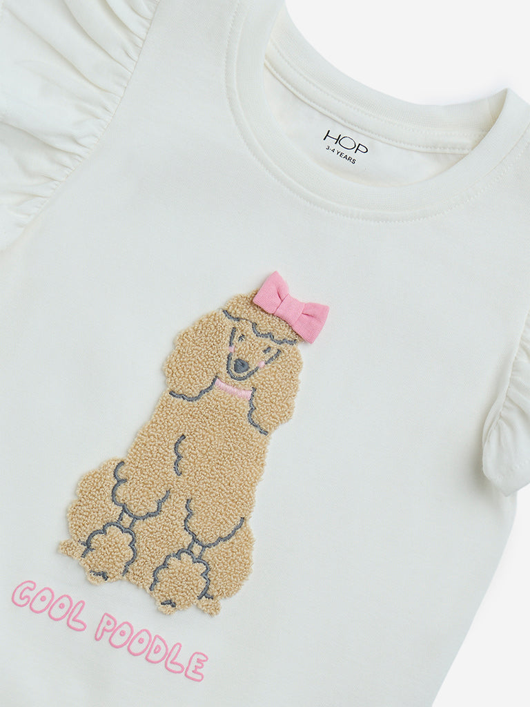 HOP Kids White Animal Applique Cotton Top