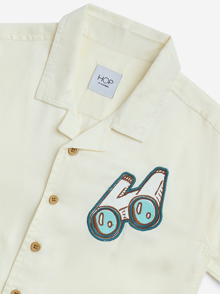 HOP Kids Off-White Printed Shirt