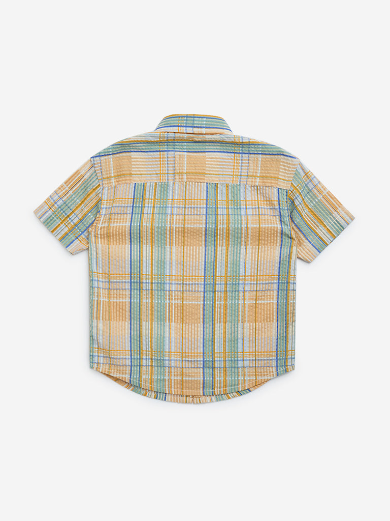 HOP Kids Multicolour Checkered Cotton Shirt