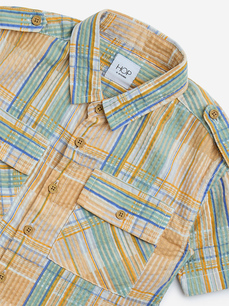 HOP Kids Multicolour Checkered Cotton Shirt