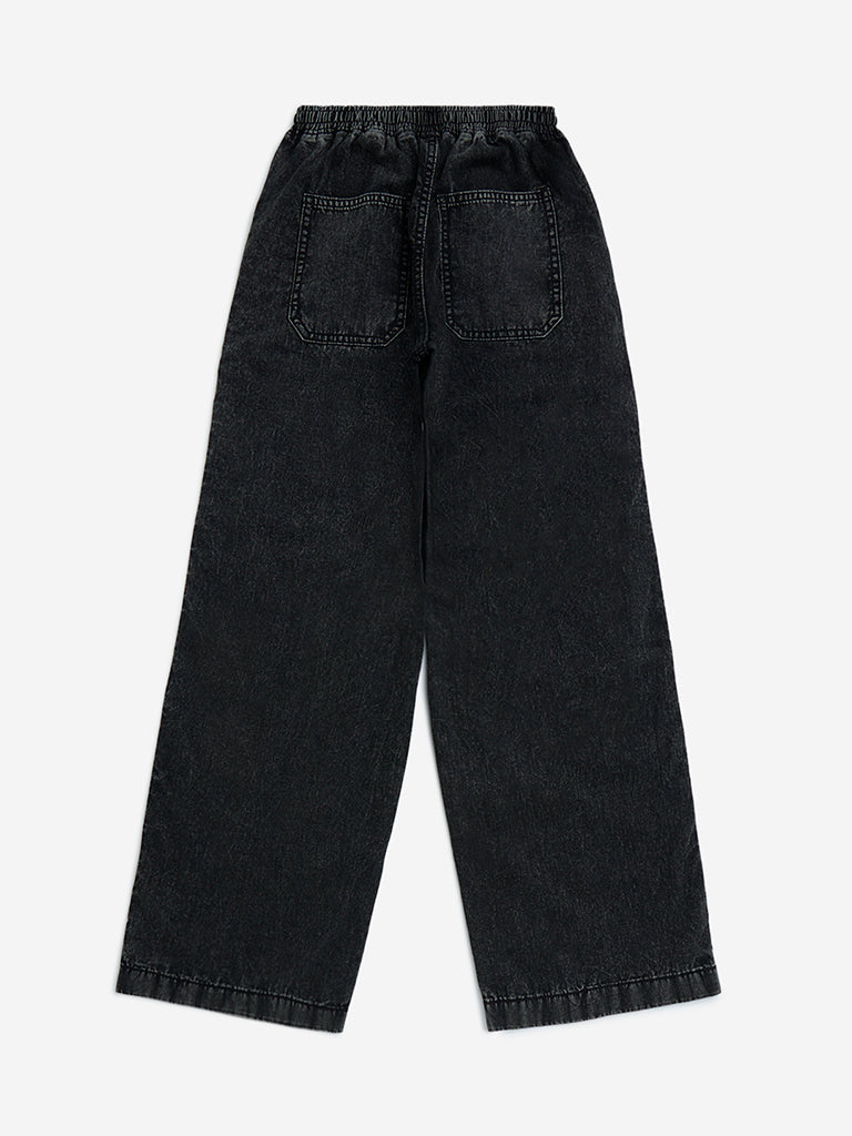 Y&F Kids Black Wide-Leg Mid-Rise Jeans