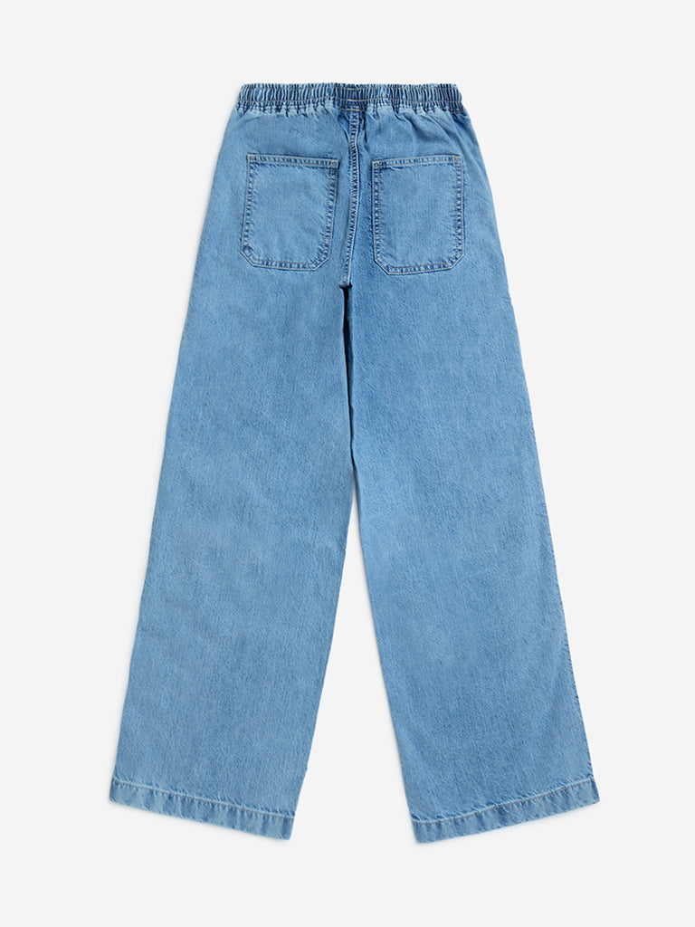 Y&F Kids Blue Wide-Leg Mid-Rise Jeans