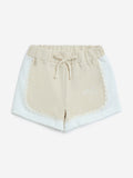 HOP Kids Beige Scallop Detailed Cotton Shorts