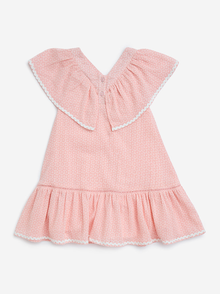 HOP Kids Coral Floral Printed Cotton A-Line Dress