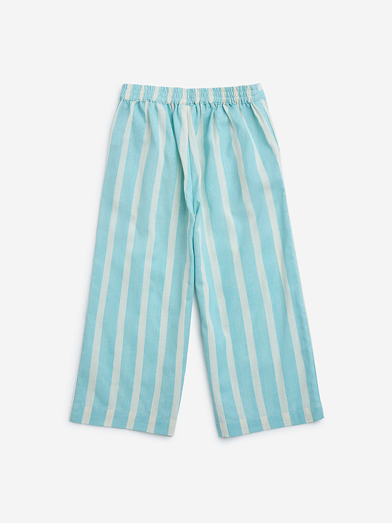 Utsa Kids Aqua Striped Cotton-Blend Ethnic Pants - (2-8yrs)