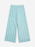 Utsa Kids Aqua Striped Cotton-Blend Ethnic Pants - (8-14yrs)