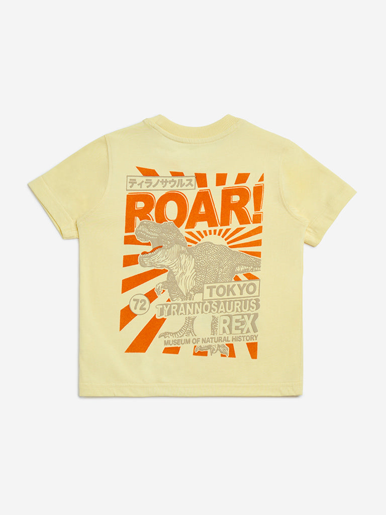 HOP Kids Yellow Animal Printed Cotton T-Shirt