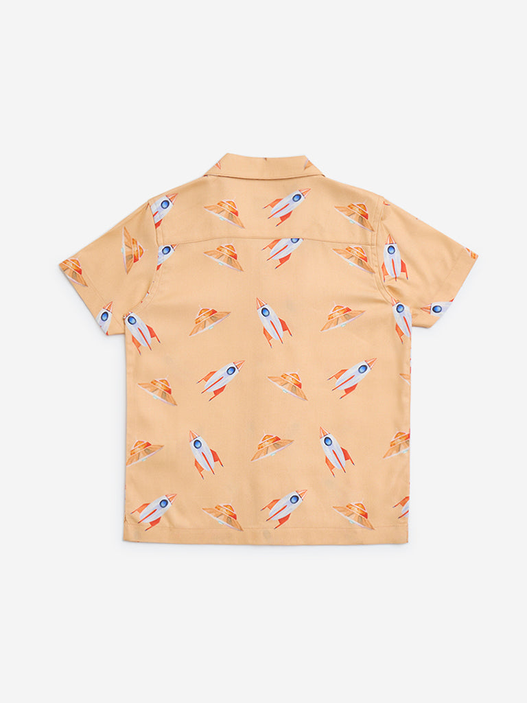 HOP Kids Orange Printed Shirt