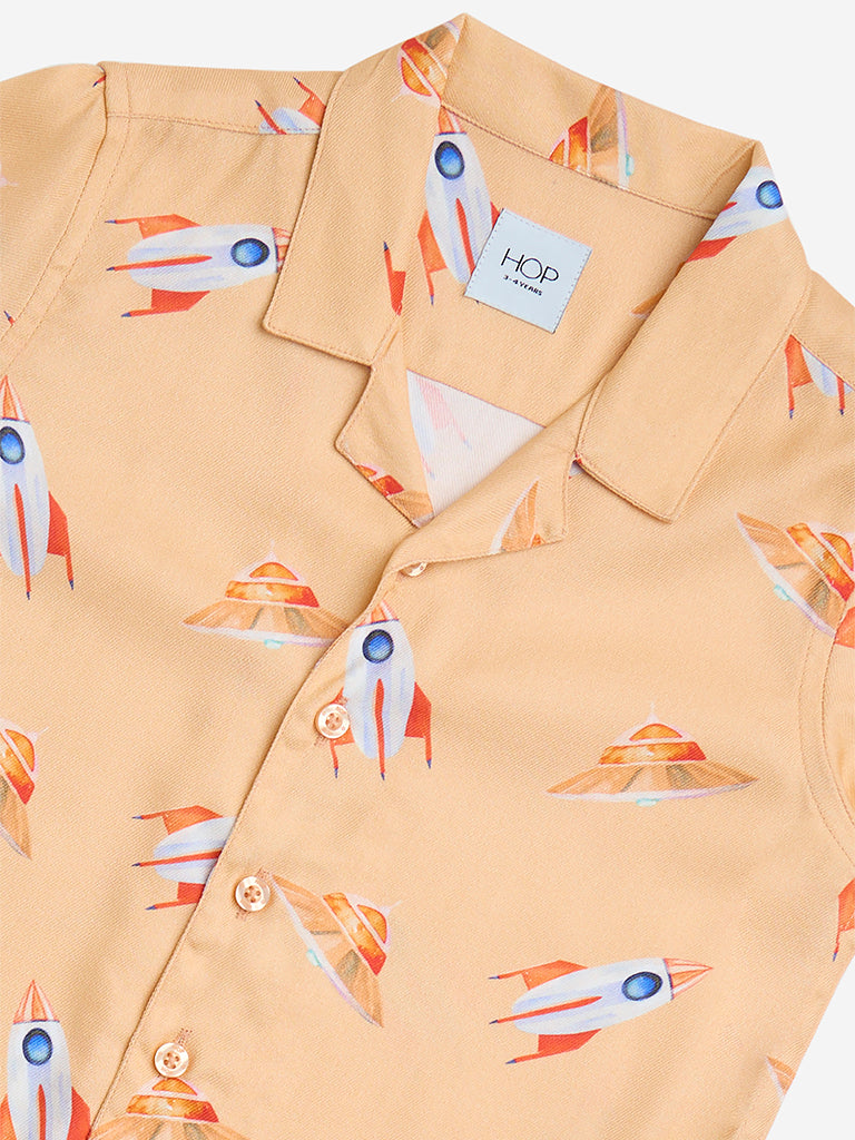 HOP Kids Orange Printed Shirt