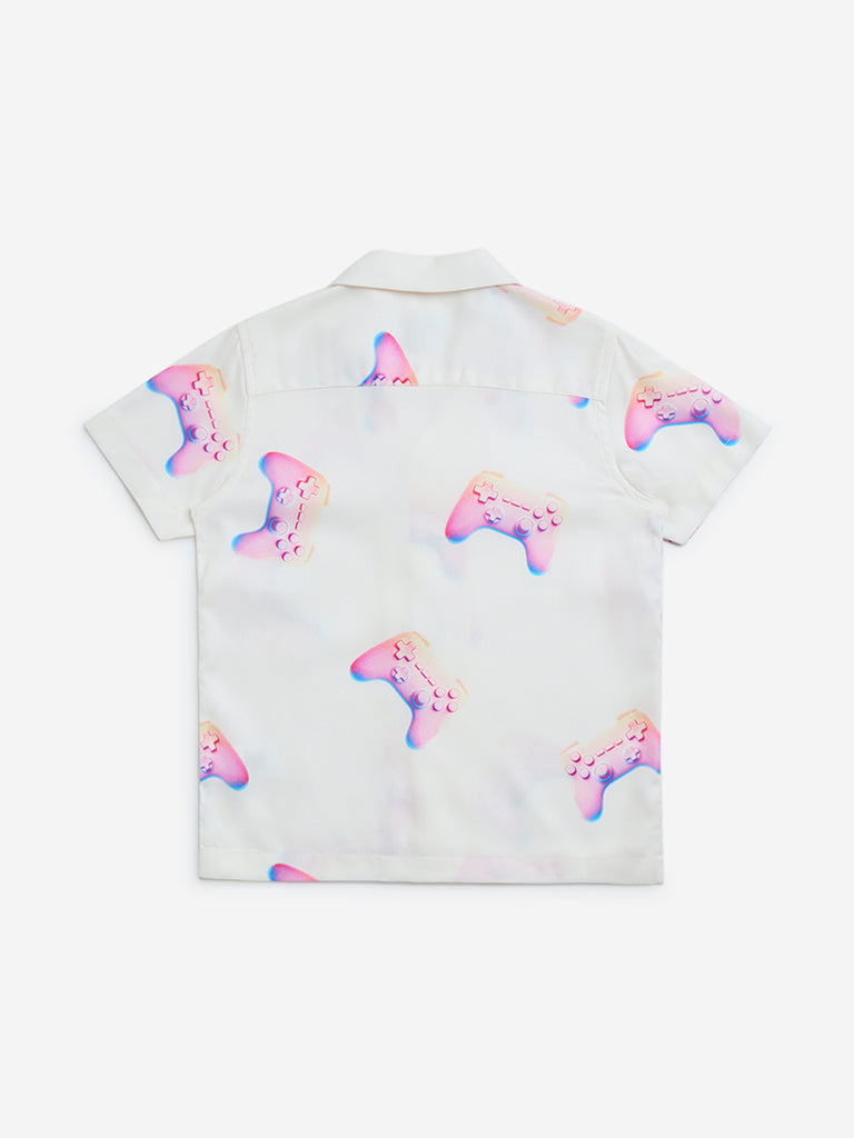 HOP Kids White Printed Shirt