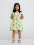 HOP Kids Mint Lemon Printed Cotton A-Line Dress