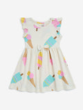 HOP Kids Off-White Ice Cream Printed Cotton A-Line Dress