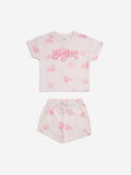 HOP Kids Pink Butterfly Print Cotton T-Shirt and Shorts Set
