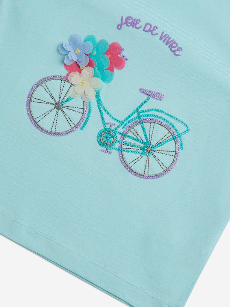 HOP Kids Aqua Cycle Detailed Cotton Top