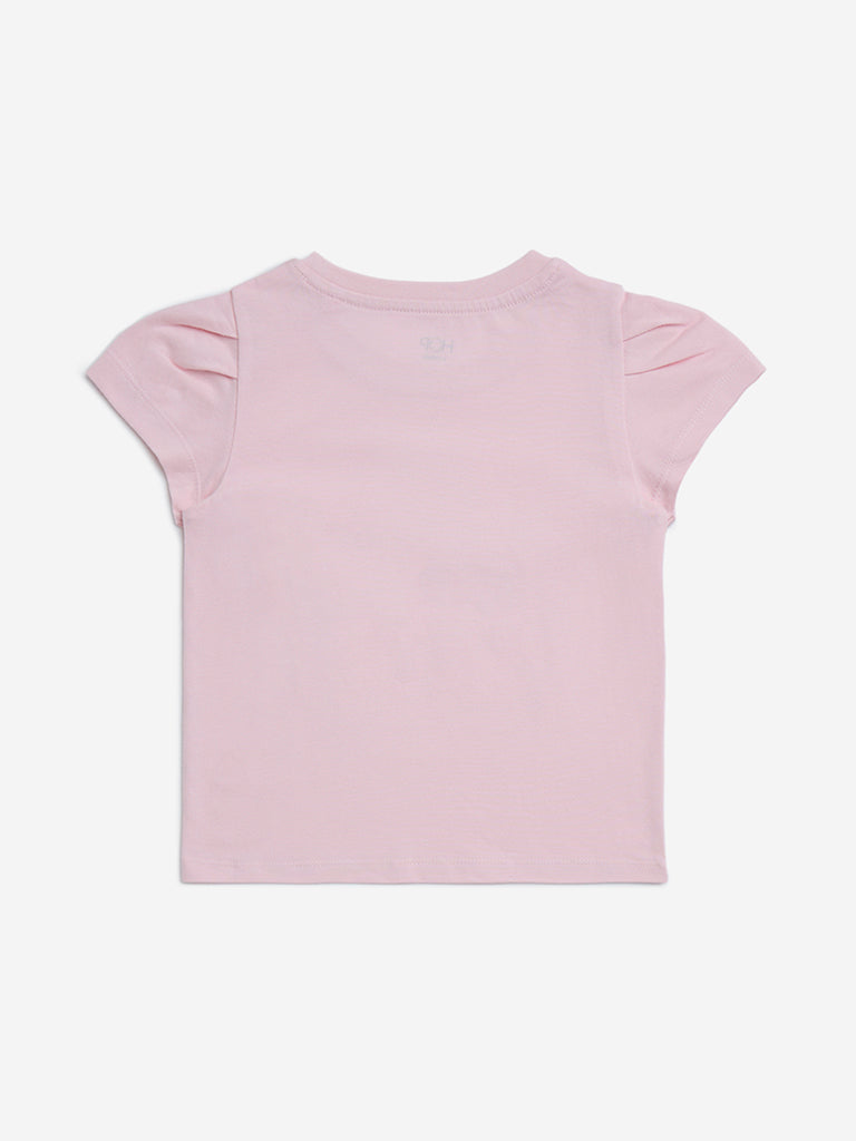 HOP Kids Pink Printed Cotton Top