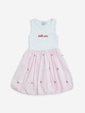 HOP Kids Pink Cherry Printed Cotton-Blend Balloon Dress