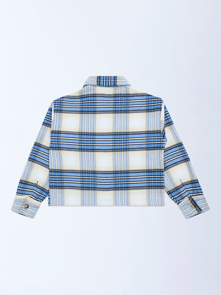 Y&F Kids Blue Check Design Shacket