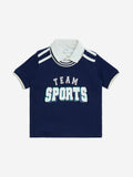 HOP Kids Navy Text Design Cotton Polo T-Shirt