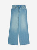 Y&F Kids Blue Faded Wide-Leg High-Rise Jeans