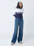 Y&F Kids Dark Blue Washed Wide-Leg High-Rise Jeans