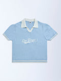 Y&F Kids Light Blue Text Design Cotton Sweater