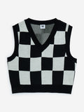 Y&F Kids Black Checkerboard Design Sweater Vest