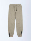 Y&F Kids Taupe Mid-Rise Cotton-Blend Joggers