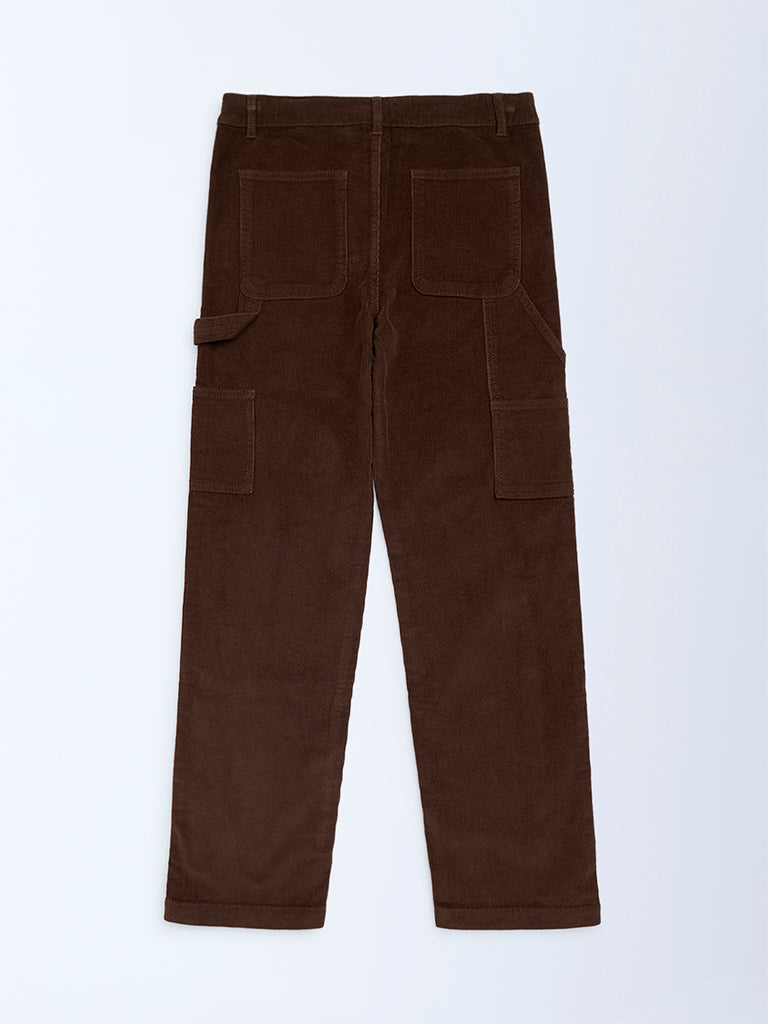 Y&F Kids Brown Mid-Rise Corduroy Trousers