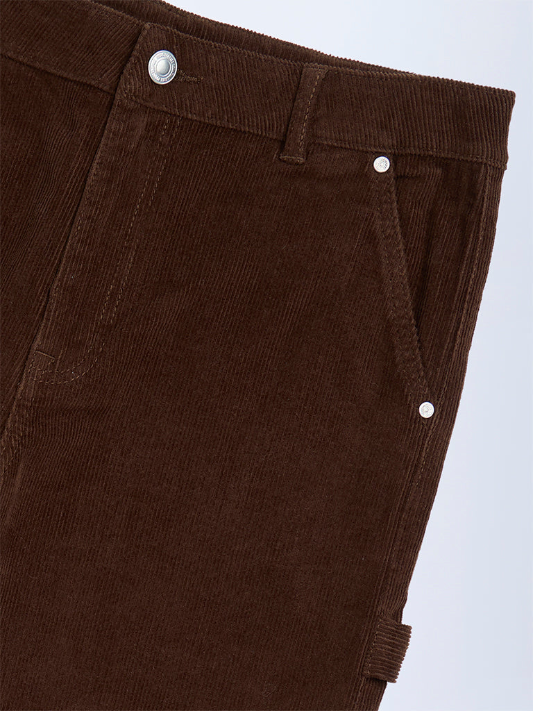 Y&F Kids Brown Mid-Rise Corduroy Trousers