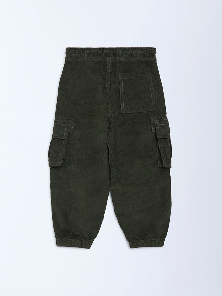HOP Kids Olive Mid-Rise Corduroy Joggers