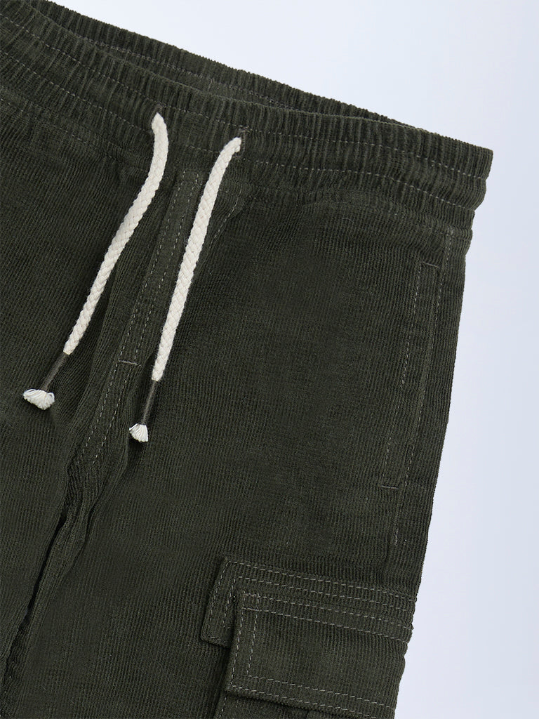 HOP Kids Olive Mid-Rise Corduroy Joggers