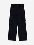 Y&F Kids Black Wide-Leg Mid-Rise Jeans