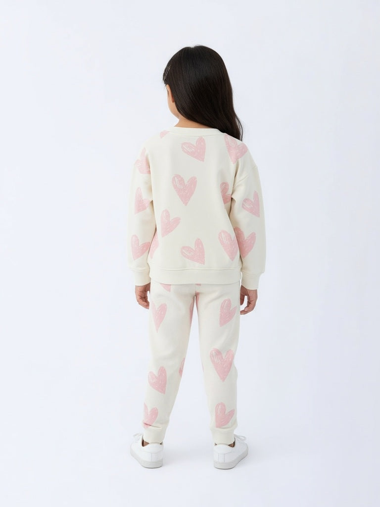 HOP Kids Off-White Cotton Sweatshirt and Leggings Set