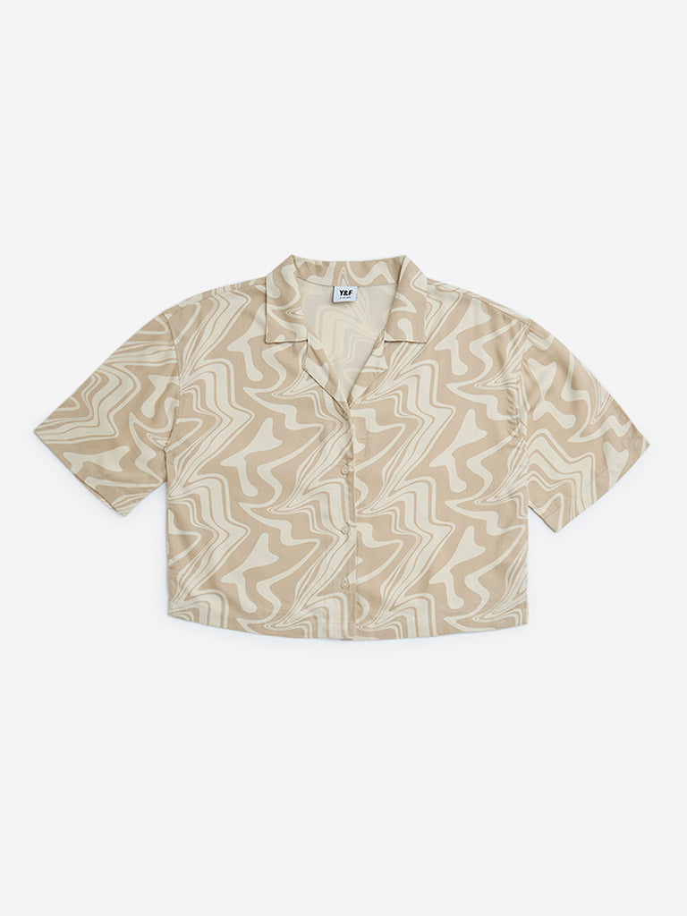 Y&F Kids Beige Abstract Pattern Shirt