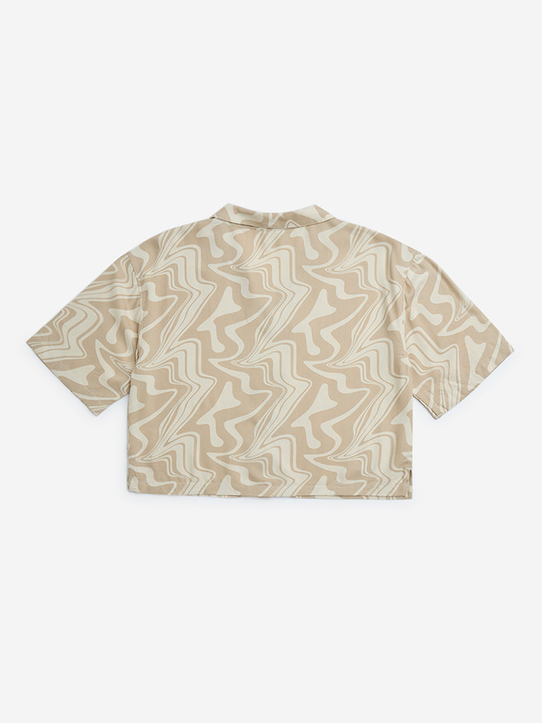 Y&F Kids Beige Abstract Pattern Shirt