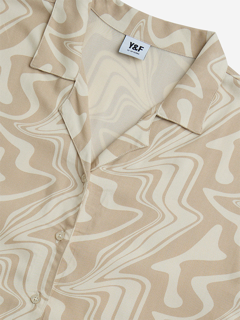 Y&F Kids Beige Abstract Pattern Shirt