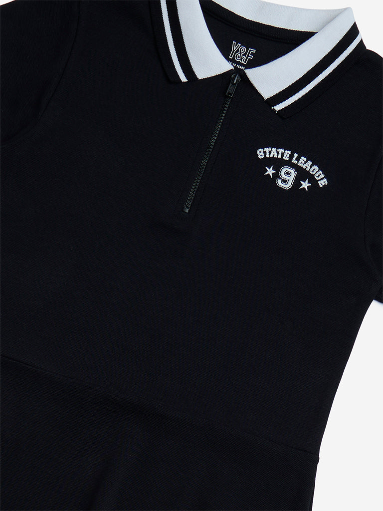 Y&F Kids Black Cotton-Blend Dress