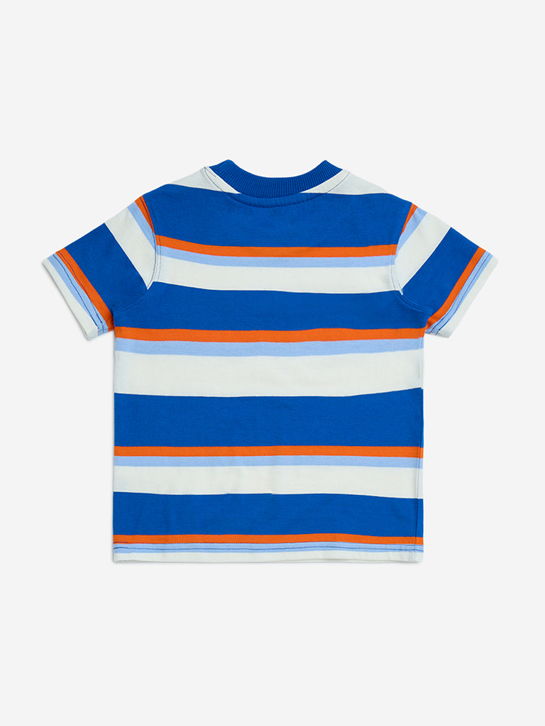 HOP Kids Blue Stripe Design Cotton T-Shirt