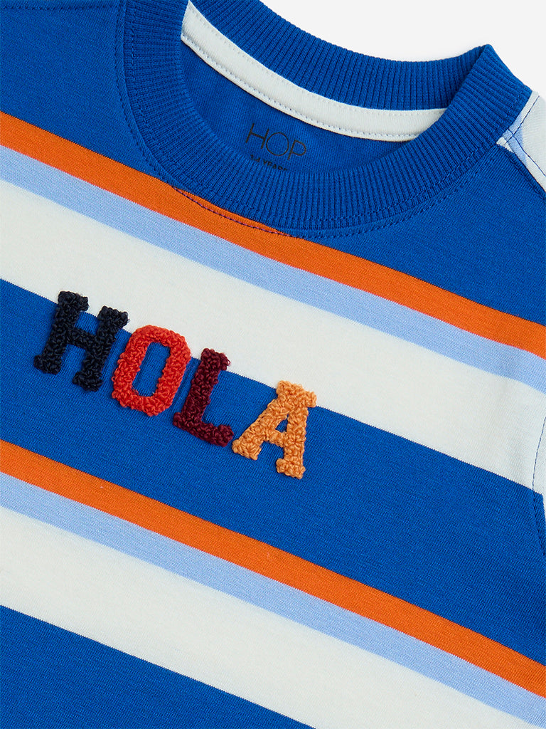 HOP Kids Blue Stripe Design Cotton T-Shirt