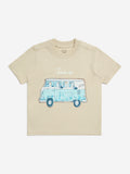 HOP Kids Beige Bus Printed Cotton T-Shirt