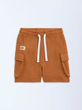HOP Kids Ochre Knitted Mid-Rise Cotton-Blend Shorts