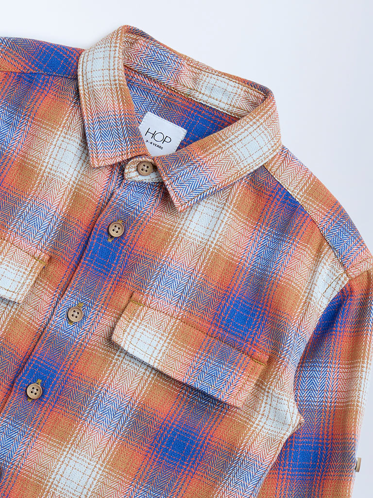 HOP Kids Multicolour Checks Design Cotton Shirt