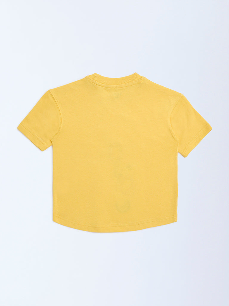 HOP Kids Yellow Animal Design Cotton T-Shirt