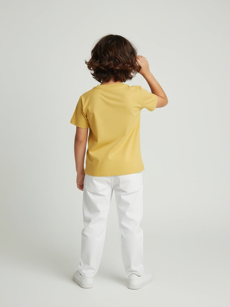 HOP Kids Yellow Animal Design Cotton T-Shirt
