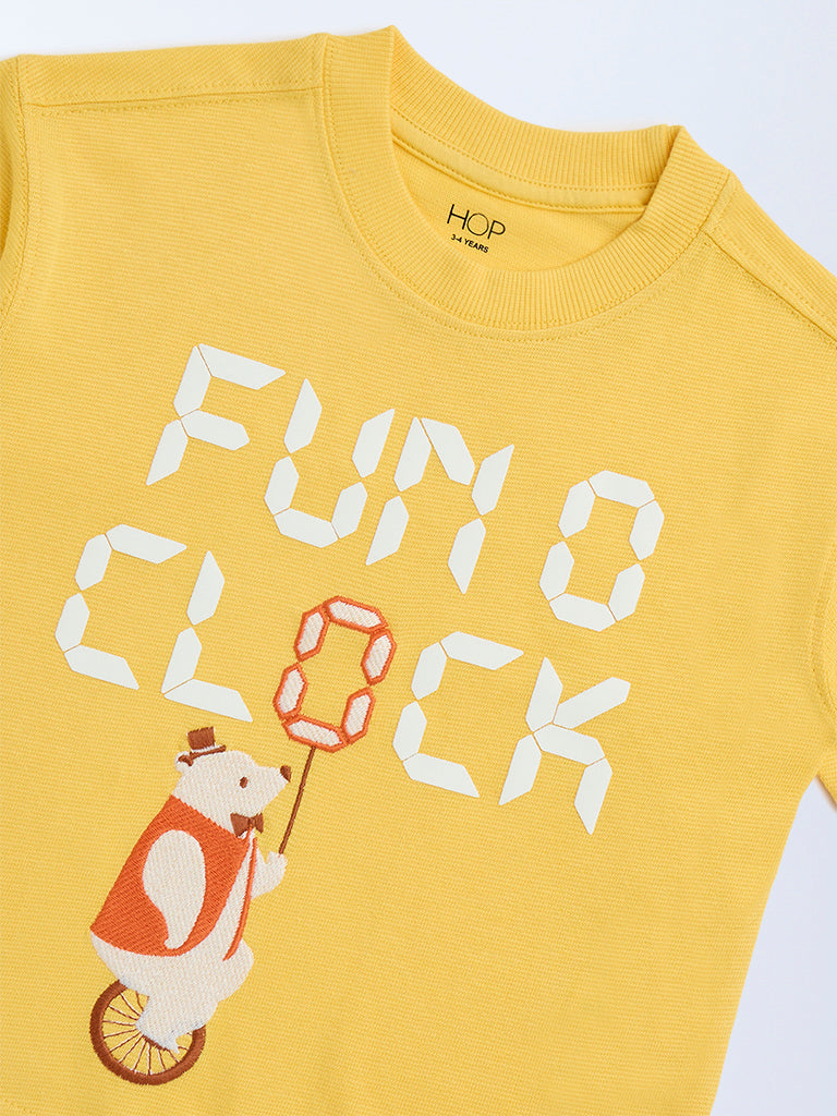 HOP Kids Yellow Animal Design Cotton T-Shirt